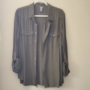 Charlotte Russe Green Button Down Shirt